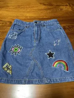 デニムミニスカート 刺繍付き