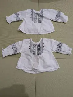 ホワイト刺繍入り長袖シャツ2点セット