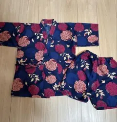 花柄甚平セット 120サイズ ネイビー
