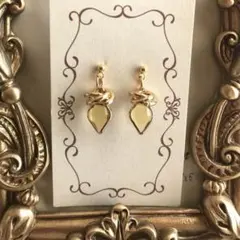 6526　ピアス　ゴールド　ハンドメイド　イヤリング交換無料　イエロー黄色フープ