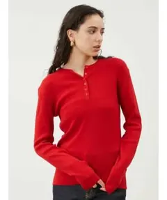 【MilaOwen 】【美品】ヘンリーネックロングスリーブリブニット
