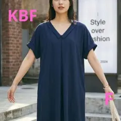 KBF ケービーエフ Vネック チュニック ワンピース　ネイビー 紺 ブラウスのサムネイル