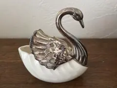 1947年頃日本製輸出品◆磁器製 瀬戸ノベルティ CHIKUSA『白鳥型と薔薇』 未使用 1947年頃 日本製輸出品！瀬戸ノベルティ 白鳥型と薔薇』磁器製