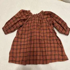チェック柄 長袖ワンピース80ハンドメイド