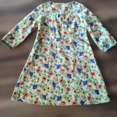 ホコモモラ 刺繍ボタニカル総柄シャツワンピース グリーン 42 XL相当