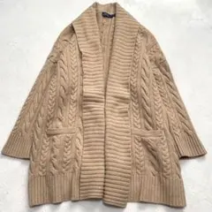 ポロラルフローレン カシミヤ ケーブル編み ニット ロングカーディガン ショール