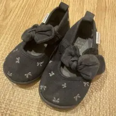 conoco ブラック ベビーシューズ リボン付き