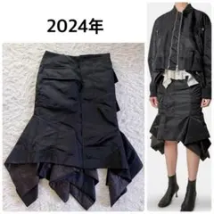 美品　24AW sacai Nylon Twill Skirtアシメ　ブラックのサムネイル