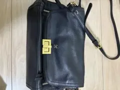 サザビー　SAZABY 黒 レザー ショルダーバッグのサムネイル