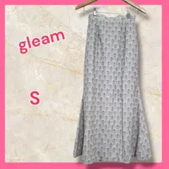 新品 gleam 幾何学柄 ロングスカート S ライトグレー 和風モダン