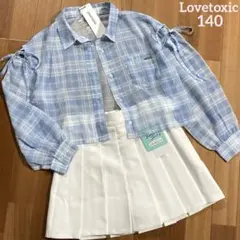 新品＊Lovetoxic&ピンクラテ チェックシアーシャツ&デニムパンツ 140