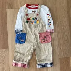 【中古品】ミキハウス　動物　プッチー　デニムオーバーオール　M