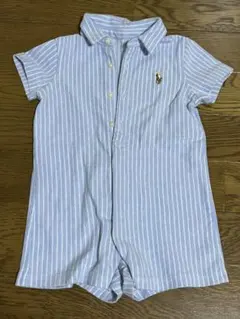 Ralph Lauren 水色ストライプロンパース　6M