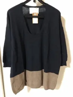 ナイスクラップ　バイカラーチュニックセーター