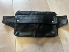PORTER ブラックレザー ショルダーバッグ