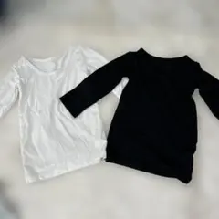 コットン長袖シャツ2枚セット（白・黒）ヒートテック