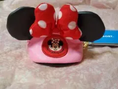 ディズニー レア ミニーちゃんイヤーハット型キーチェーンポーチ 新品