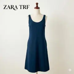 ZARA ザラ トラファルック エプロンワンピース ノースリーブ ネイビー Sのサムネイル