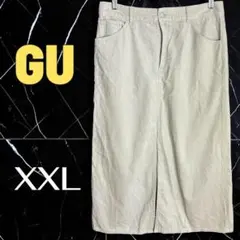 大きいサイズ美品✨【GU】コーデュロイナロースカート+E 綿　アイボリー　XXLのサムネイル