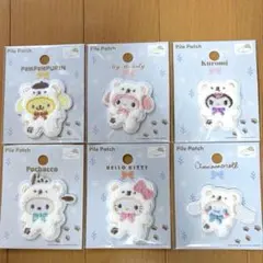 セリア　サンリオ　パイルワッペン　ふわふわスノー　6点セット