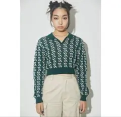 LAGUA GEM 総柄　ロゴ　アルファベット　ニット　マウジー　スライ　ザラ