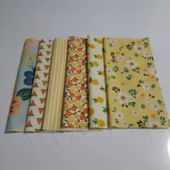 【6枚セット】カットクロス はぎれ イエロー系 約24×24cm