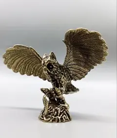 真鍮　フクロウと蛇　置物　開運　縁起　オブジェ