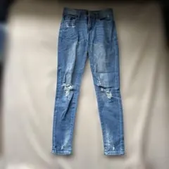 GORGE ダメージ加工 スキニーデニムパンツ ブルー Sのサムネイル