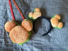 ディズニー　カチューシャ　パスケースハンバーガーセット