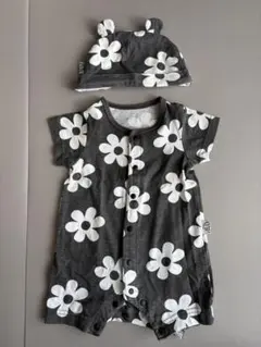 BREEZE お花柄ロンパースと帽子セット