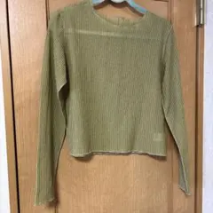 ktane オリーブグリーン リブ編み 長袖 Tシャツ F
