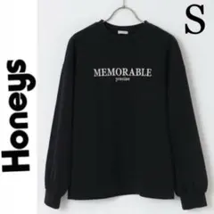 １回着☆Honeys刺繍ロゴトレーナーS黒スウェットハニーズアメリカンホリック