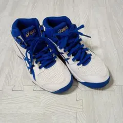 ま*る様 asics バスケットボールシューズ ホワイト/ブルー22cm