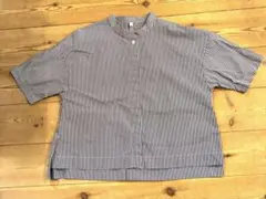 無印良品　ギンガムチェック 五分袖シャツ　白　黒