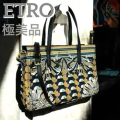 【新品同様♡】エトロ　ショルダーバッグ　2way　キャンバス　総柄　マルチカラー