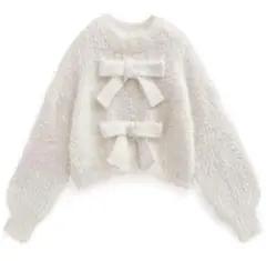 【GRL】 前後2Wayリボンフェザーニットトップス