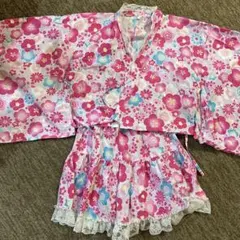 花柄浴衣 140サイズ レース付き