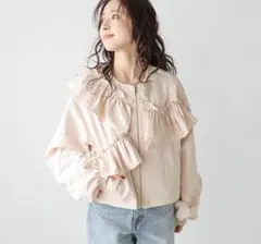 【試着のみ美品】ラジエム　La-gemme ブルゾン ライトアウター ピンク
