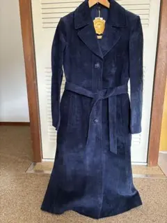 未使用タグ付き ビンテージ スエード ネイビー ロングコート 兼松江商