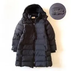 ラコステ　ロングダウンコート　フード　2WAY　ワニ刺繍　ブラック　38