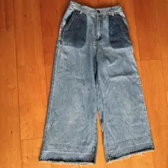 チチカカ ライトブルーデニムワイドレッグパンツ