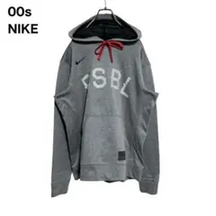 【センターロゴ】00s NIKEナイキBSBL プルオーバーパーカー　グレー　M