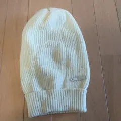Gas クリーム色 リブ編みビーニー