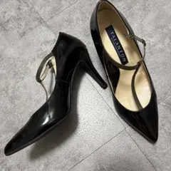 【美品】TALANTON Tストラップ パンプス エナメル 黒のサムネイル