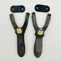 木彫り 木製 くま クマ 熊 オブジェ 2個セット 飾り インテリア