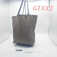 GUCCI　グッチ　GG柄キャンパス　レザートートバッグ　正規品カードあり