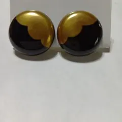 鼈甲金色蒔絵付きイヤリング