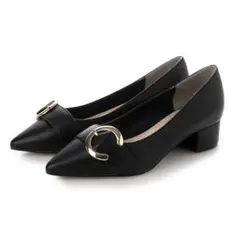 RANDA ベルトデザイン ポインテッドトゥパンプス ブラック