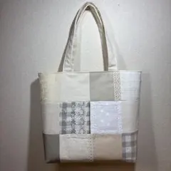 ハンドメイド　バッグ　トートバッグ　弁当袋　パッチワーク　サブバッグ　ナチュラル