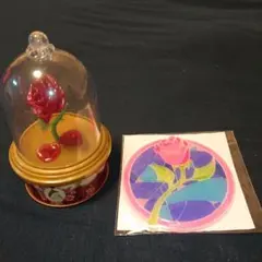 【美女と野獣】赤いバラの紅茶缶とコースター